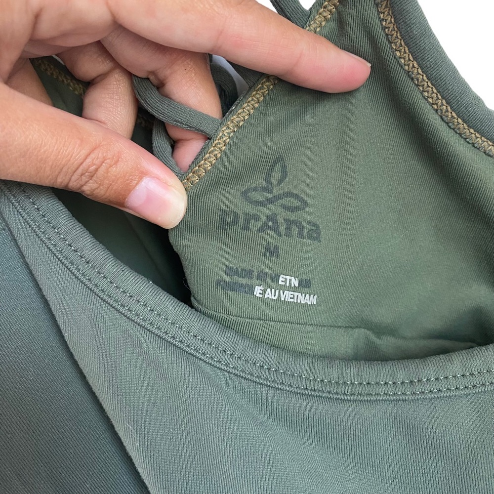 PrAna Women's Naturale Tank Top in Forest Green Size Medium Strappy Detail - Picture 7 of 8